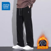 Jeanswest 真维斯 宽松直筒长裤灯芯绒男裤 3008黑色R 加绒款 2XL