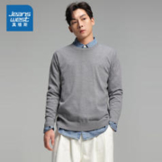 JEANSWEST 真维斯 针织衫男装圆领纯色打底衫宽松套头毛线衫上衣KC 浅花灰2080 175/96A/M