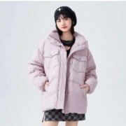 森马 Semir 女士长款格纹植绒加厚羽绒服外套