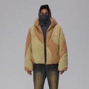 ROCA WEAR 拼色异形拼接宽松保暖加厚羊羔毛外套羽绒服