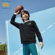 SKECHERS 斯凯奇 儿童卫衣男女童针织套头上衣大童加绒秋冬季童装L422K069 碳黑/0018-小logo-不加绒 150cm