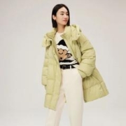 LILY商务时尚 热销爆款秋冬季休闲时尚气质纯色通勤宽松保暖连帽羽绒服外套
