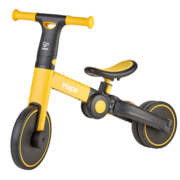 Hape儿童平衡车 二合一可折叠滑步滑行玩具脚踏三轮车男女儿童滑步车 E8467多功能平衡车(活力黄黑）