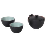 万仟堂（Edenus）  旅行茶具套装便携包 快客杯 陶瓷功夫茶具 带便携包 称心如意 A 黑铁釉（升级版）