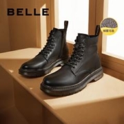 BeLLE 百丽 时尚高帮马丁靴男商场同款真皮英伦风百搭休闲靴92267DD0 黑绒里(8孔) 40