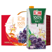 plus会员：汇源 无添加纯果汁100%葡萄汁 健康营养饮料1L*6盒整箱
