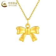 京东百亿补贴：中国黄金 CHINA GOLD 黄金蝴蝶结吊坠  配银链 约0.3g
