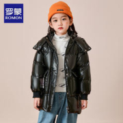 ROMON 罗蒙 童装 羽绒服中长款儿童外套 黑色