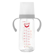 爱得利（evorie）奶瓶 带手柄带重力球宽口径宝宝Tritan奶瓶300ml灰（6个月+）