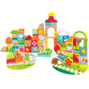 Hape【店铺主推】木质积木80粒宝宝花园桶装早教玩具男女孩儿童节礼物