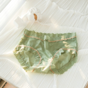 BANILACOO 夏日派对 森系甜美网纱薄款少女蕾丝中腰可爱纯棉档内裤N034 牛油果 M