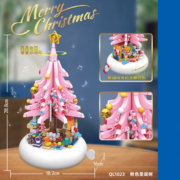 森宝积木新款水晶圣诞树高颜值ins风大型积木摆件发光旋转音乐盒女友礼物 旋转灯光圣诞音乐盒