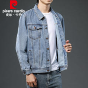 皮尔·卡丹 皮尔卡丹夹克男冬季柔软潮流简约修牛仔外套男宽松上衣男装BLY6010浅色2XL