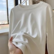 德绒圆领打底衫女秋冬内搭纯色百搭修身长袖磨毛t恤潮2024年双面