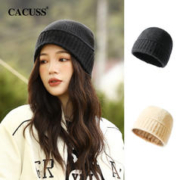 CACUSS 毛线帽子女士秋冬季日系显脸小针织帽简约百搭羊毛保暖冷帽
