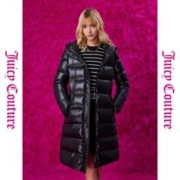 10点开始：Juicy Couture 橘滋 黑精灵logo织标修身长款女式羽绒服