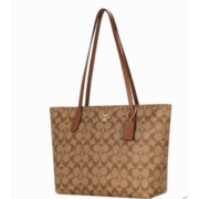 京东百亿补贴：蔻驰 COACH Zip Top Tote托特包老花马车拉链手提单肩包 4455IME74 棕色