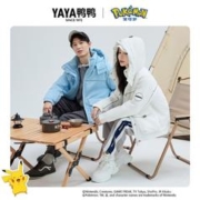 YAYA 鸭鸭羽绒服 宝可梦系列简约袖标时尚反光织带设计90绒羽绒服男