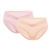 全棉时代（PurCotton）产妇孕妇内裤针织低腰纯棉孕期产后专用裤三角裤2条 肤色+粉色XXL