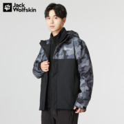 Jack Wolfskin狼爪冲锋衣男秋冬新品户外运动防风保暖抓绒内胆三合一5121312 6043/黑色/乌木黑/偏小一码 XL 180/104A