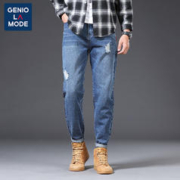 GENIOLAMODE 森马集团牛仔裤男韩版直筒个性时尚男士长裤经典易搭配帅气裤子