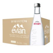 依云evian法国进口天然矿泉水玻璃瓶饮用水整箱装弱碱性水 330mL 20瓶 1箱 【玻璃瓶含气款】