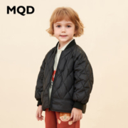 MQD童装男小童2022新款儿童羽绒服冬轻薄棒球领内搭荧光绿外穿潮 黑色 100（充绒量23g）