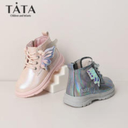 TATA 他她 女童马丁靴子女宝宝短靴冬季软底防滑洋气潮流百搭加绒保暖