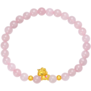 潮宏基 CHJ JEWELLERY 趣玩系列桃之夭夭 粉水晶足金黄金手链女款独角兽转运珠定价 SCG36500009
