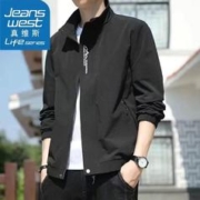 JEANSWEST 真维斯 夹克男女同款春秋季新款百搭宽松纯色立领男士外套潮流上衣