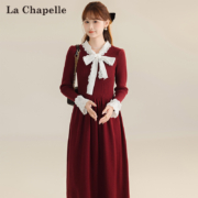 La Chapelle 拉夏贝尔 秋冬季加厚长袖小香风内搭赫本小红裙 2色