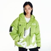 BEASTER 小恶魔撞色印花连帽羽绒服男女宽松开衫白鸭绒保暖外套