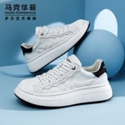 马克华菲 男2024新款春秋厚底小白鞋贝壳头板鞋增高透气运动休闲鞋