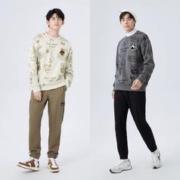 Semir 森马 卫衣男冬季时尚街头趣味满版印花宽松圆领上衣加绒保暖打底衫