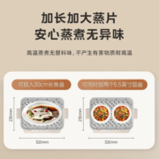 美的（Midea） 电蒸锅22L三层大容量电蒸锅 电蒸箱 家用蒸锅 多用途锅多功能锅蒸包子锅不锈钢全透明视窗 【不锈钢蒸片】MZ-ZGC322301