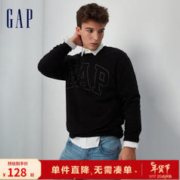 Gap 盖璞 男女装秋冬2023新款LOGO圆领抓绒保暖卫衣427434加厚上衣 黑色 180/96A(M)