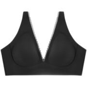 素肌良品内衣女文胸果冻条无痕女士花边性感U型美背聚拢无钢圈胸罩 气质黑 S（70A、70B、70C）