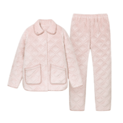 京东百亿补贴：京东京造 夹棉加厚抑菌女士家居服女套装 粉色XL