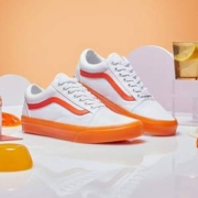 VANS 万斯 Old School 女士脏橘橙白果冻底低帮板鞋