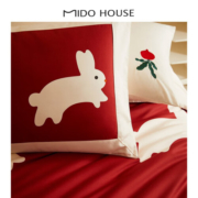 MIDO HOUSE铭都新疆长绒棉全棉100支印花全棉床单床笠被套婚庆四件套-墩墩兔 墩墩兔【番茄红-纯棉】 1.5/1.8m床单款(被套200*230)