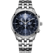 西铁城（CITIZEN）手表男日韩表光动能三眼蓝盘日显钢带商务礼物AT2140-55L
