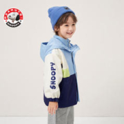 SNOOPY 史努比 女童外套2023秋冬新款女孩二合一加绒加厚两件套中小童潮款 蓝色 120cm