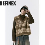 DEFINEX 新款日系复古正反拼接设计毛衣背心男秋冬季百搭针织马甲