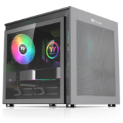 Thermaltake（Tt）钢影小钢炮 钛灰 桌面迷你机箱电脑主机（双水冷位/支持MATX/钢化玻璃侧透/支持Type-C）