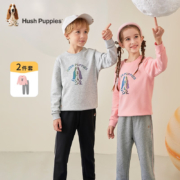 Hush Puppies 暇步士 时尚长袖长裤套装 花灰 140cm