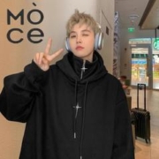 莫测 MOCE美式高街重磅半拉链卫衣男士金属设计感痞帅潮牌宽松连帽外套