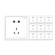 施耐德电气 开关插座  10A五孔电源插座 十支装套装 皓朗系列 清雅白色