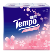 得宝（TEMPO）手帕纸樱花香味纸手帕4层7片12包