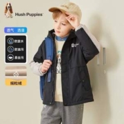 Hush Puppies 暇步士 23年冬季新款男童三防撞色加绒风衣外套（105~160cm）
