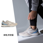 迪卡侬（DECATHLON）运动鞋男透气休闲防滑鞋子轻便减震马拉松跑步鞋网面鞋RUNS 米色/天空蓝 39